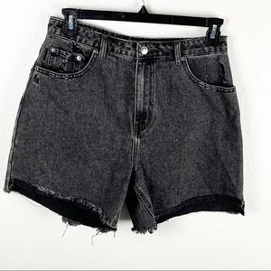 GLASSONS Black Wash High Rise Frayed Hem Jean Shirts, Size 12